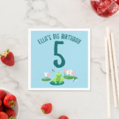 Frogs and Lily Pads Cute Birthday Kids CUSTOM スタンダードカクテルナプキン (インサイチュ)