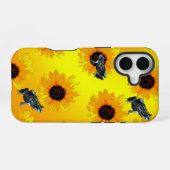 "Frogs and Sunflowers: A Playful Nature Pattern" iPhone 16ケース (裏面横)