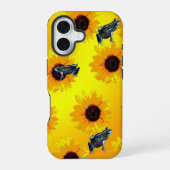 "Frogs and Sunflowers: A Playful Nature Pattern" iPhone 16ケース (裏面)
