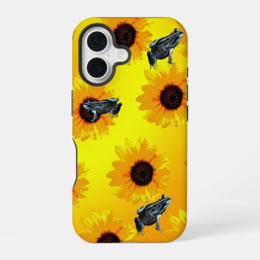 "Frogs and Sunflowers: A Playful Nature Pattern" iPhone 16ケース (裏面)