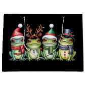 Frogs Christmas Frog Lover Cute Santa Animals ラージペーパーバッグ (正面)