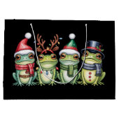 Frogs Christmas Frog Lover Cute Santa Animals ラージペーパーバッグ (裏面)