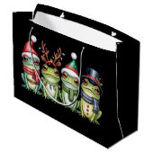 Frogs Christmas Frog Lover Cute Santa Animals ラージペーパーバッグ (裏面アングル)