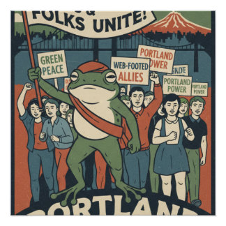 Frogs & Folks Unite – Portland Solidarity Poster ポスター