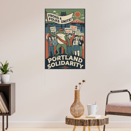 Frogs & Folks Unite – Portland Solidarity Poster ポスター (リビング3)