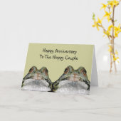 Frogs, Hoppy Couple: Happy Anniversary：アート カード (黄色い花)