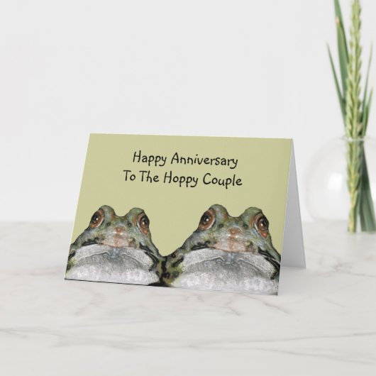 Frogs, Hoppy Couple: Happy Anniversary：アート カード (正面)