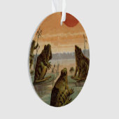 Frogs Lily Pads Moon Illustration オーナメント (正面)