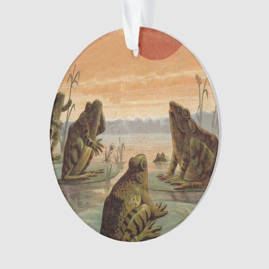 Frogs Lily Pads Moon Illustration オーナメント (正面)