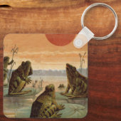 Frogs Lily Pads Moon Illustration キーホルダー (裏面)