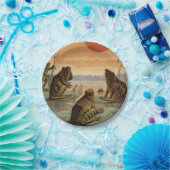 Frogs Lily Pads Moon Illustration ペーパープレート (パーティー)