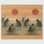 Frogs Lily Pads Moon Illustration ラッピングペーパー (フラット)
