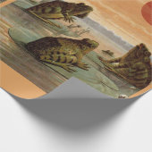 Frogs Lily Pads Moon Illustration ラッピングペーパー (角)