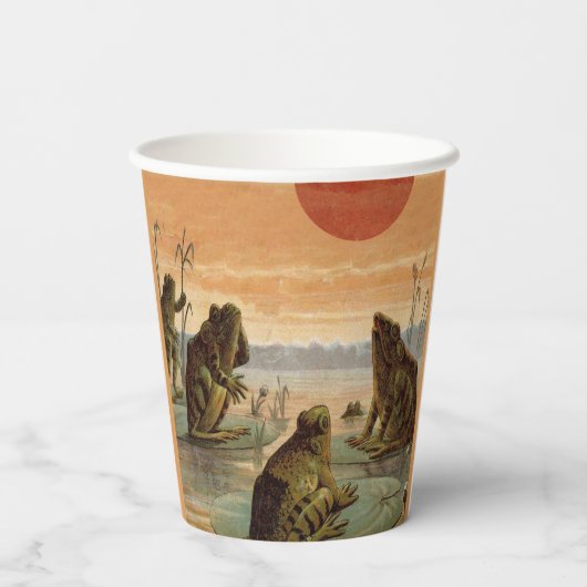 Frogs Lily Pads Moon Illustration 紙コップ (裏面)