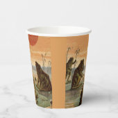 Frogs Lily Pads Moon Illustration 紙コップ (左)