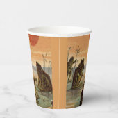 Frogs Lily Pads Moon Illustration 紙コップ (右)