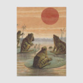 Frogs Lily Pads Moon Illustration 薄葉紙 (正面)