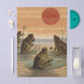 Frogs Lily Pads Moon Illustration 薄葉紙 (クラフト)