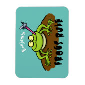 Frogs rule funny green frog cartoon マグネット (縦)