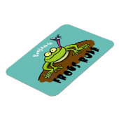 Frogs rule funny green frog cartoon マグネット (左側)