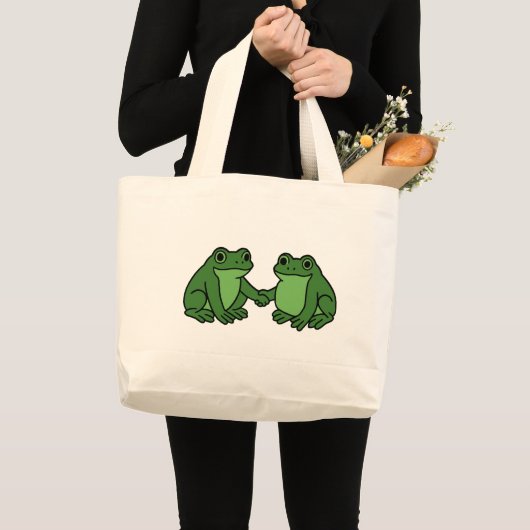 Frogs Together Strong Portland Frogの抗議 ラージトートバッグ (正面(商品))