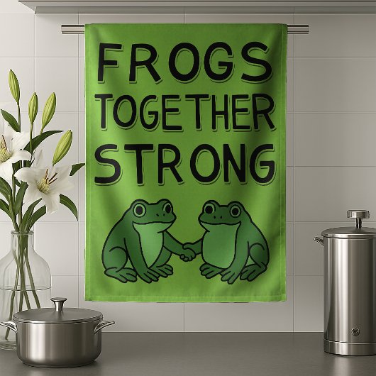 Frogs Together Strong Portland Frog Protest キッチンタオル