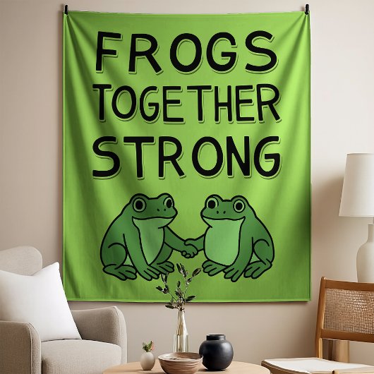 Frogs Together Strong Portland Frog Protest タペストリー