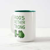 Frogs Together Strong Portland Frog Protest ツートーンマグカップ (正面左)