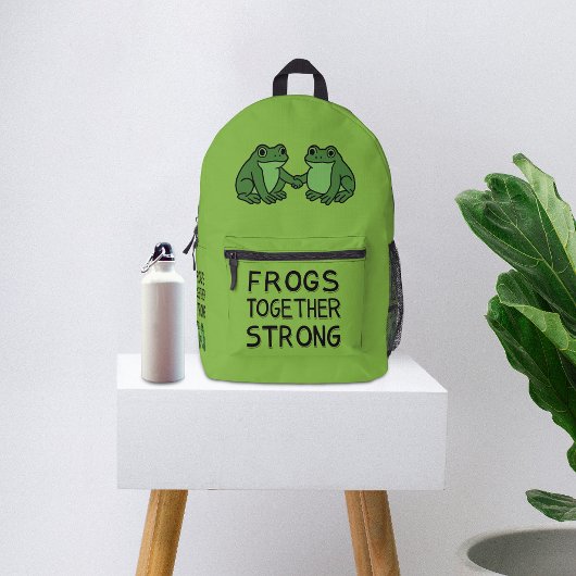 Frogs Together Strong Portland Frog Protest プリントバックパック