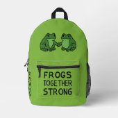 Frogs Together Strong Portland Frog Protest プリントバックパック (正面)