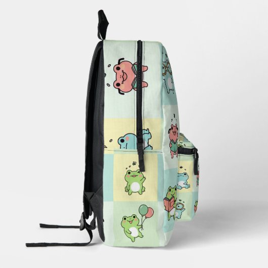 Frogs with Tiny Hobbies プリントバックパック (左)