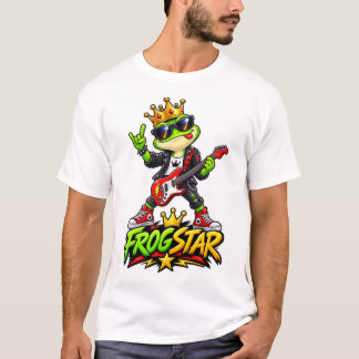 Frogstar - おかしなロイヤル・カエル・ロック・スター tシャツ