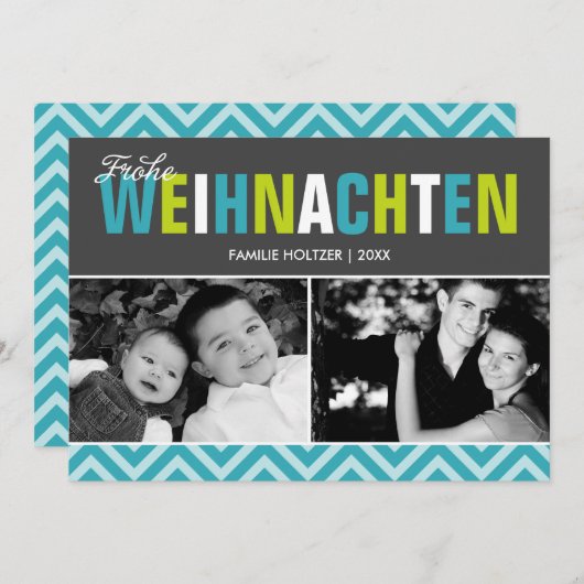 Froheはっきりしたで、カラフルなWeihnachtenの写真 シーズンカード (正面/裏面)