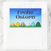 Frohe Ostern、ドイツ語ハッピーイースター 長方形シール (バッグ)