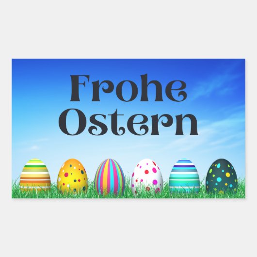 Frohe Ostern、ドイツ語ハッピーイースター 長方形シール (正面)