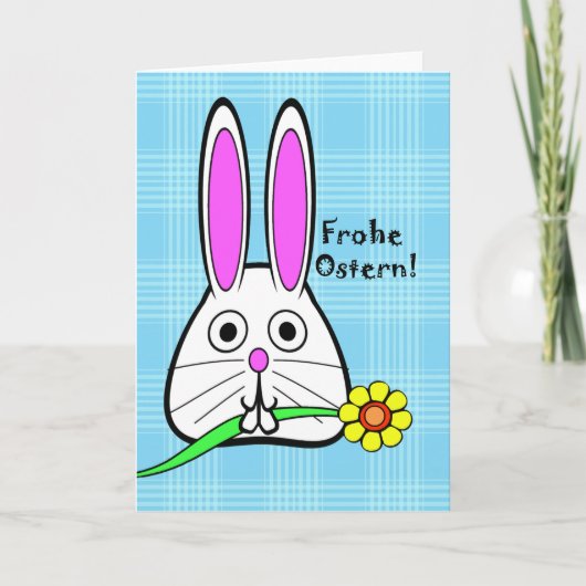 Frohe Ostern、ドイツ、かわいいバニーのイースター シーズンカード (正面)