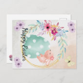 Frohe Ostern- Hase sitzt au einem Ei 案内ポストカード (正面/裏面)