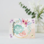 Frohe Ostern- Hase sitzt au einem Ei 案内ポストカード (スタンド正面)