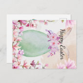 Frohe Ostern -  Osterei mit Magnolien 案内ポストカード (正面/裏面)