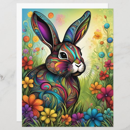 Frohe Ostern - Osterhase in Blumen (正面/裏面)