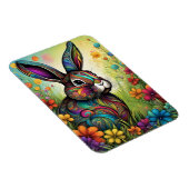 Frohe Ostern - Osterhase in Blumen マグネット (右側)
