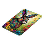 Frohe Ostern - Osterhase in Blumen マグネット (左側)