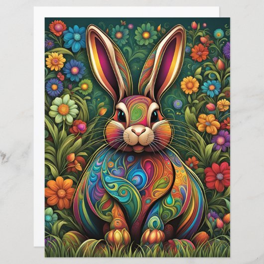 Frohe Ostern - Osterhase in Blumen 2 (正面/裏面)