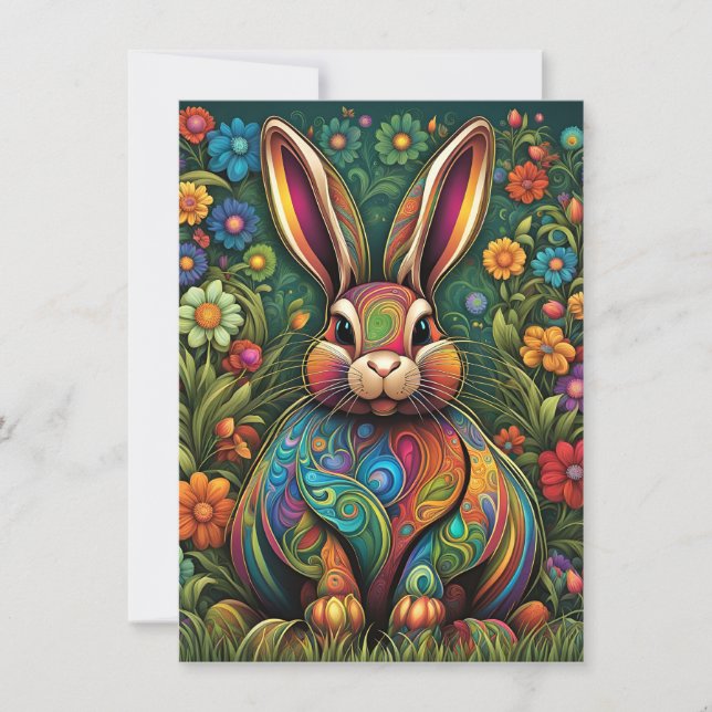 Frohe Ostern - Osterhase in Blumen 2 (正面)