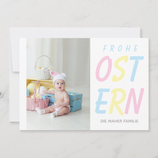 Frohe Ostern Pastelモダン写真パーソナライズされた シーズンカード (正面)