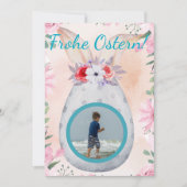 Frohe Ostern - silbernes Osterei mit Foto 招待状 (正面)