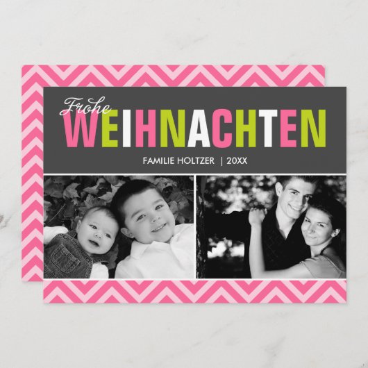 Frohe Weihnachenはっきりしたの写真とカラフルFrohe Weihnachenの写真 シーズンカード (正面/裏面)