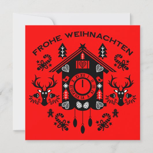 Frohe Weihnachenドイツのカッコウ時計 カード (正面)