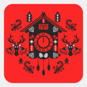 Frohe Weihnachenドイツのカッコウ時計 スクエアシール (正面)