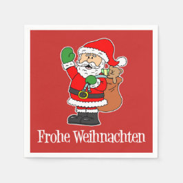 Frohe Weihnachenドイツのクリスマスサンタ スタンダードカクテルナプキン